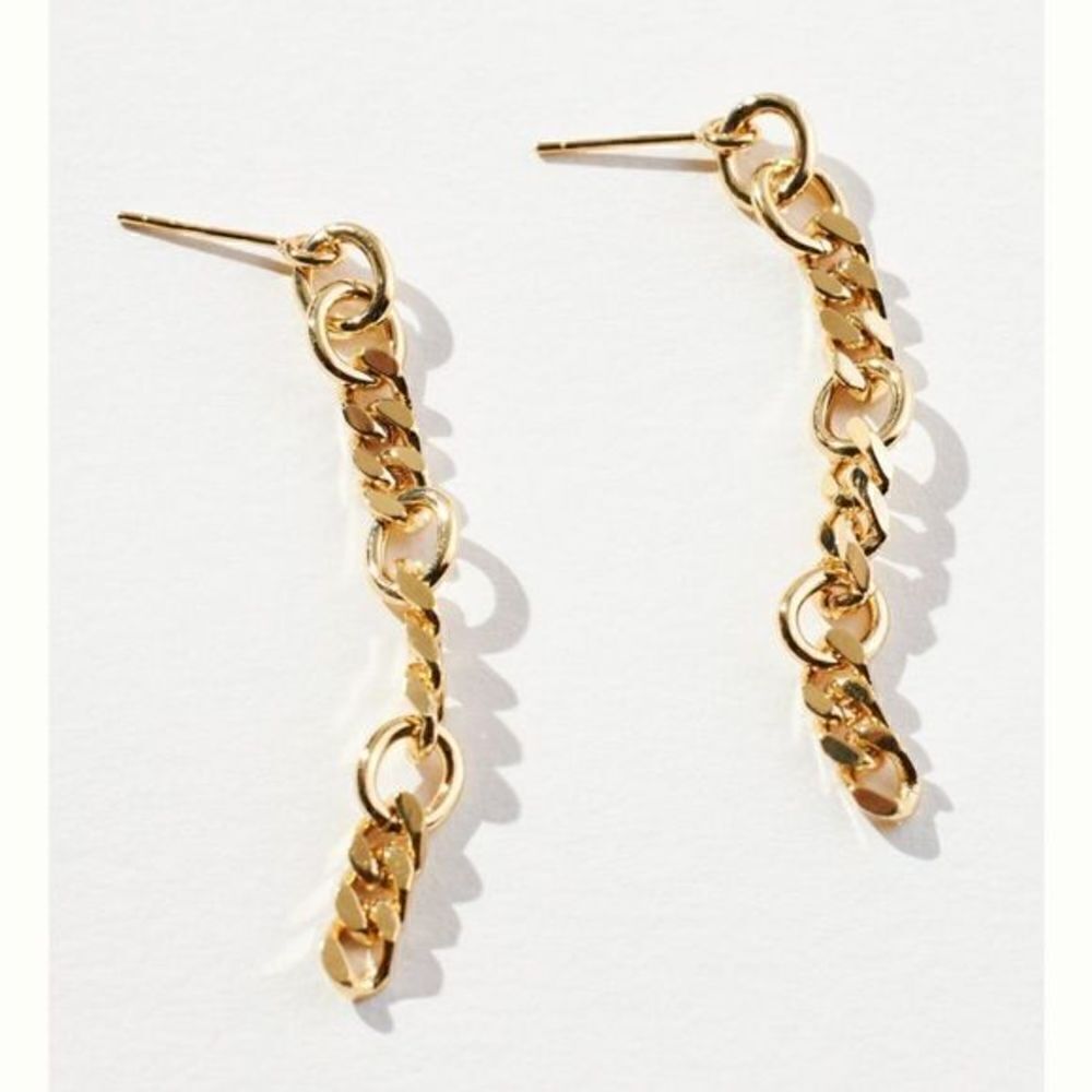 New Anthropologie X Cloverpost Jaden 14k Gold Chain Earrings